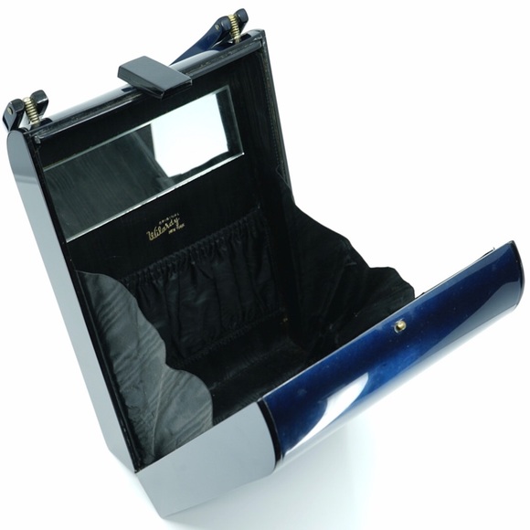 1950s WILARDY Vintage Navy Lucite Bar Clasp Purse - Picture 9 of 16